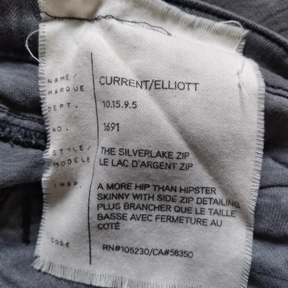 Current/Elliott The Silverlake Zip Skinny Leg jeans, size 24/0 - Picture 7 of 9